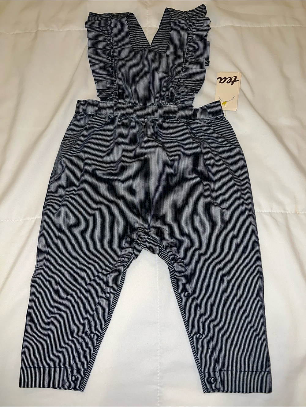 Unbranded baby girls Navy Pinstripe Ruffle Strap Overalls